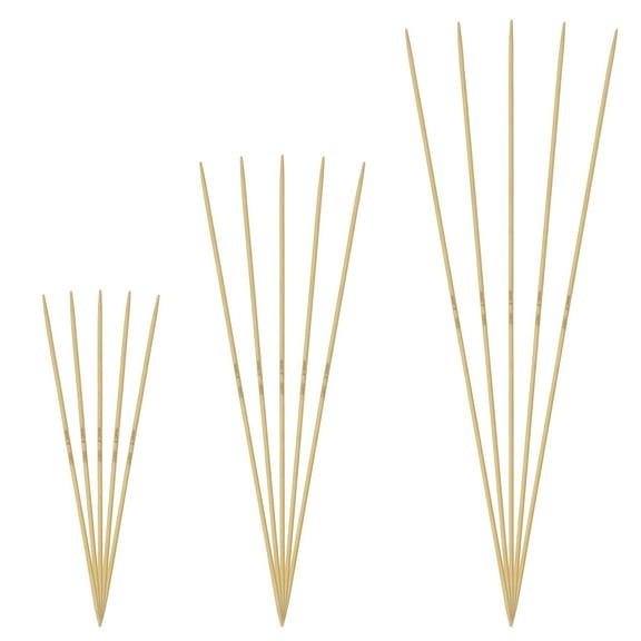 JubileeYarn Double Point Bamboo Knitting Needles Set - 3 Sizes (5 Needles/Size) - 2.0mm - Natural Finish