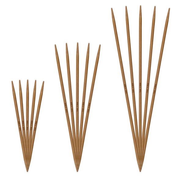 JubileeYarn Double Point Bamboo Knitting Needles Set - 3 Sizes (5 Needles/Size) - 4.0mm - Carbonized Brown