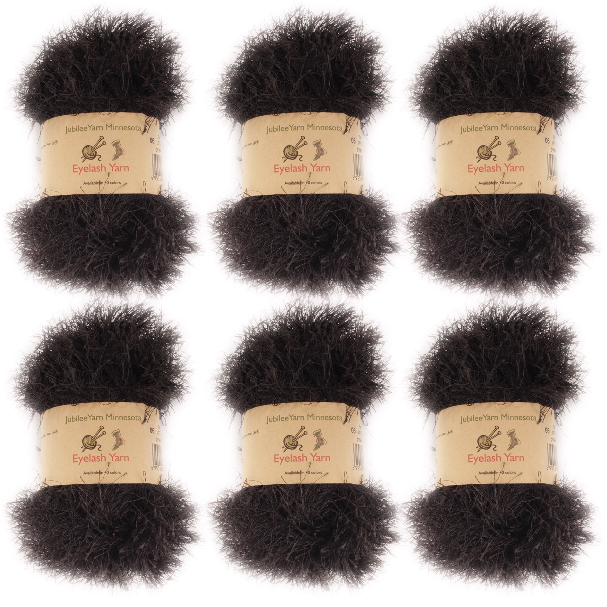 JubileeYarn Eyelash Yarn 50g 6 Skeins Black