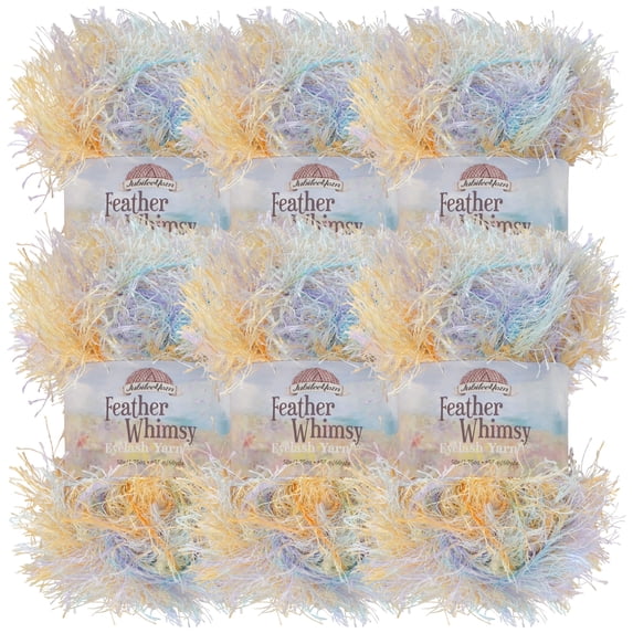 JubileeYarn Feather Whimsy Eyelash Yarn - 50g/Skein Fine Polyester Faux Fur - Caribbean Beach - 6 Skeins