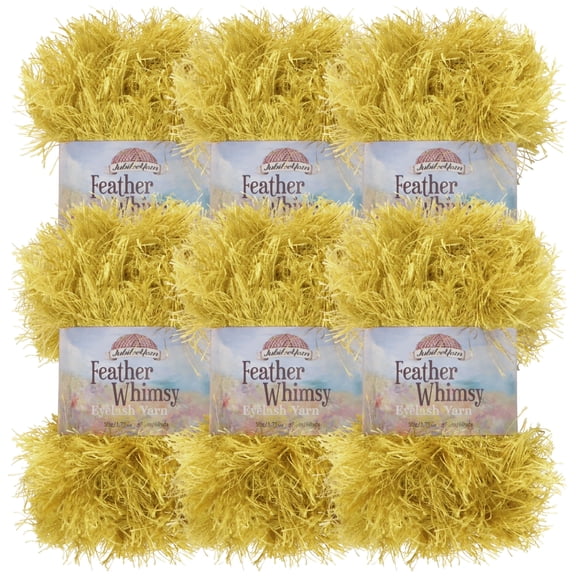 JubileeYarn Feather Whimsy Eyelash Yarn - 50g/Skein Fine Polyester Faux Fur - Honey Gold - 6 Skeins