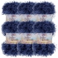 thumbnail image 1 of JubileeYarn Feather Whimsy Eyelash Yarn - 50g/Skein Fine Polyester Faux Fur - Midnight Blue - 6 Skeins, 1 of 6