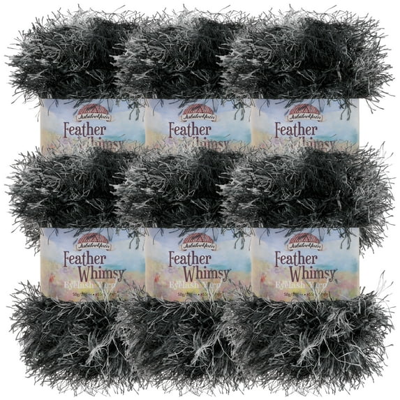 JubileeYarn Feather Whimsy Eyelash Yarn - 50g/Skein Fine Polyester Faux Fur - Starry Night - 6 Skeins
