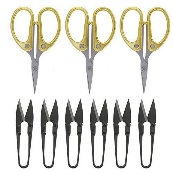 JubileeYarn Fine Cut Sharp Point Embroidery Scissors Set with 2 Thread Cutter Snips - Gold - 3 Sets