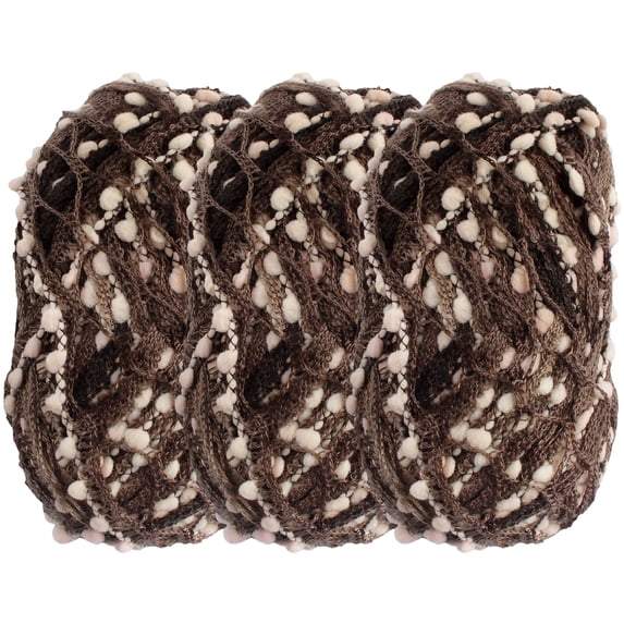 JubileeYarn Fishnet Pom Pom Yarn - 100g/Skein - Milkweed - 3 Skeins