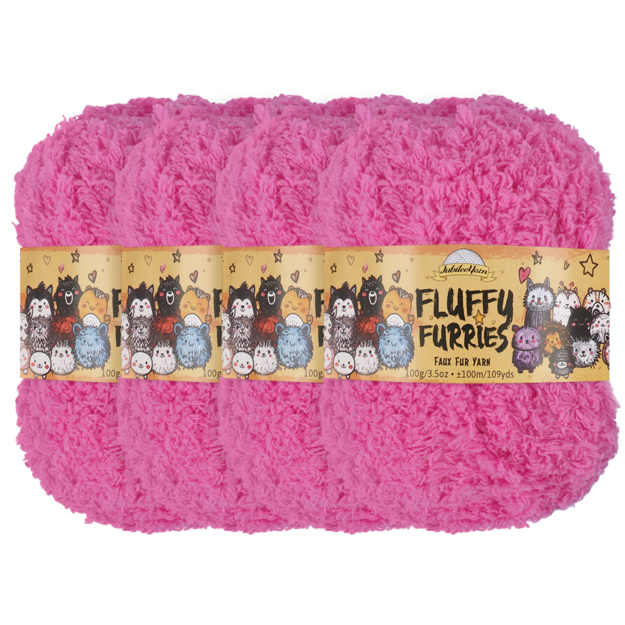JubileeYarn Fluffy Furries Yarn - 100g/Skein Polyester - Aye-Aye - 4 Skeins