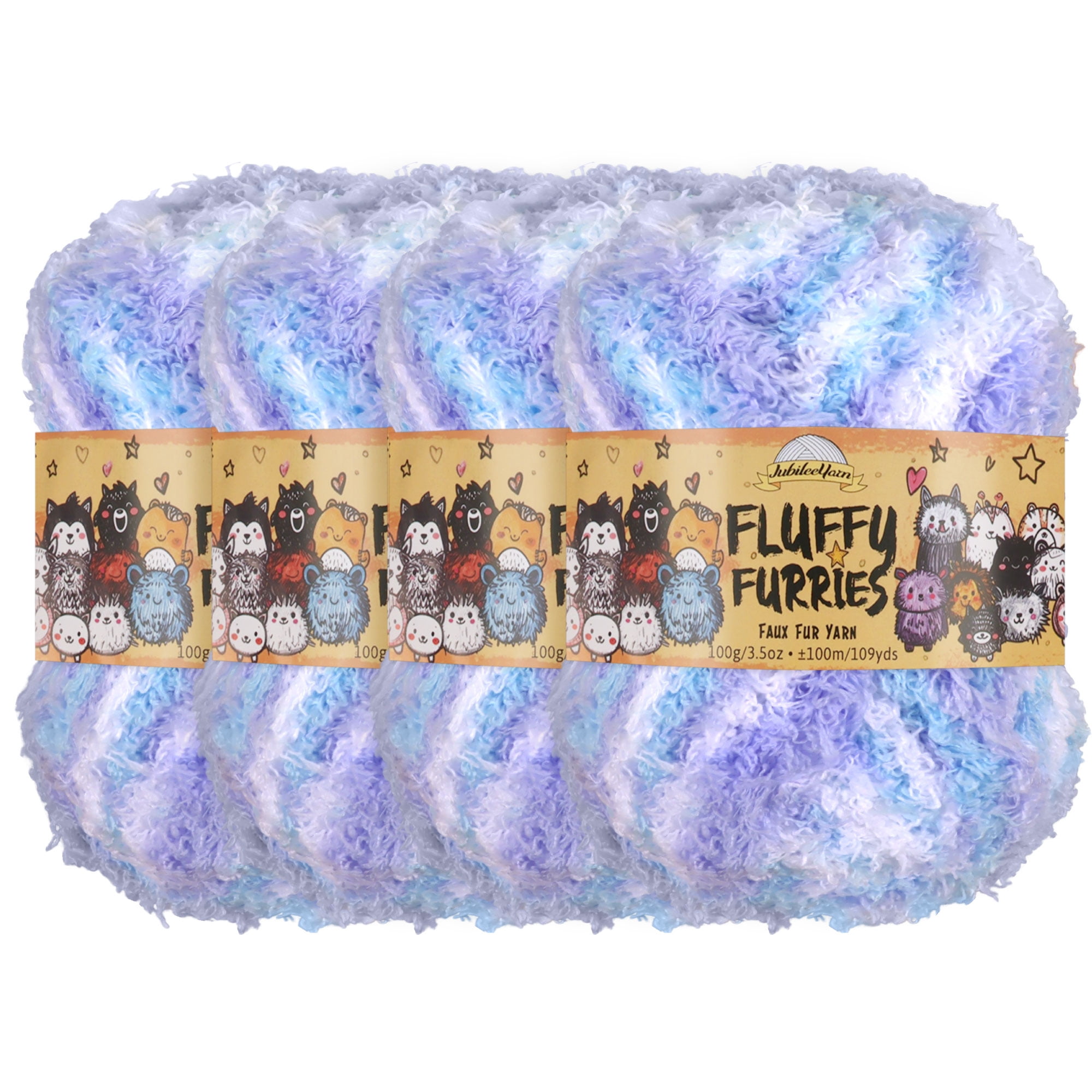 JubileeYarn Fluffy Furries Yarn - 100g/Skein Polyester - Sugar Glider - 4 Skeins