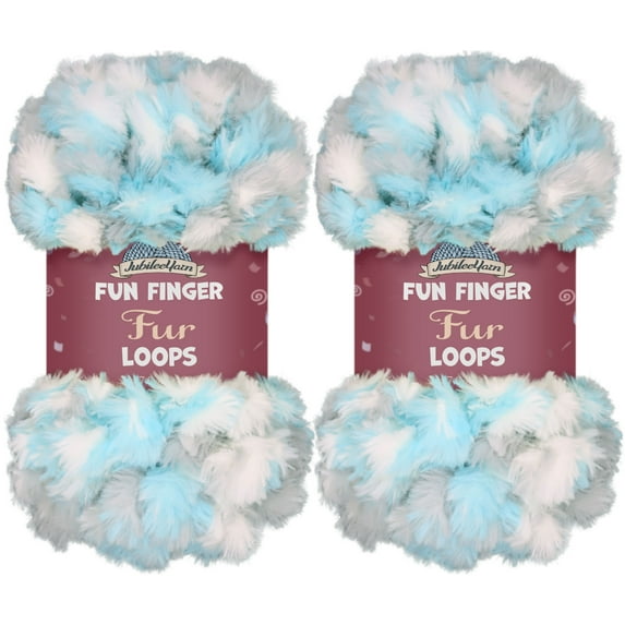 JubileeYarn Fun Finger Fur Loops Yarn - 200g/Skein Polyester Jumbo Weight Loop Yarn - Heron - 2 Skeins