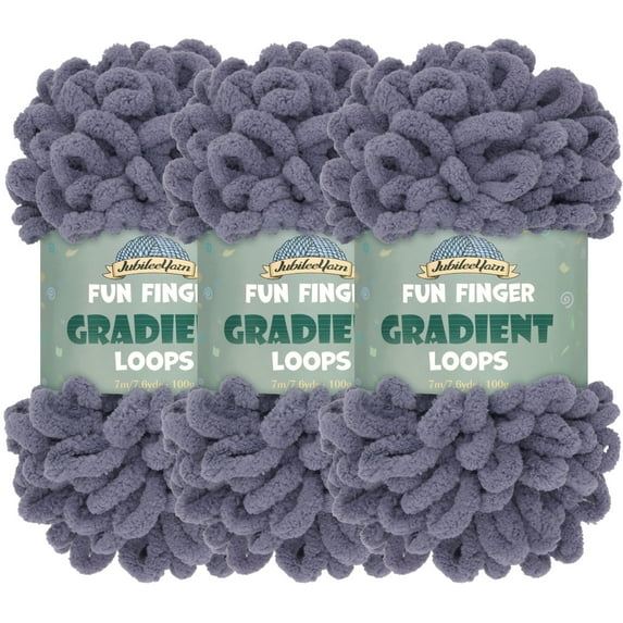 JubileeYarn Fun Finger Gradient Loops Yarn - Jumbo Polyester - 100g/Skein - Morta - 3 Skeins