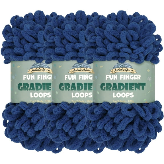 JubileeYarn Fun Finger Gradient Loops Yarn - Jumbo Polyester - 100g/Skein - Nox - 3 Skeins