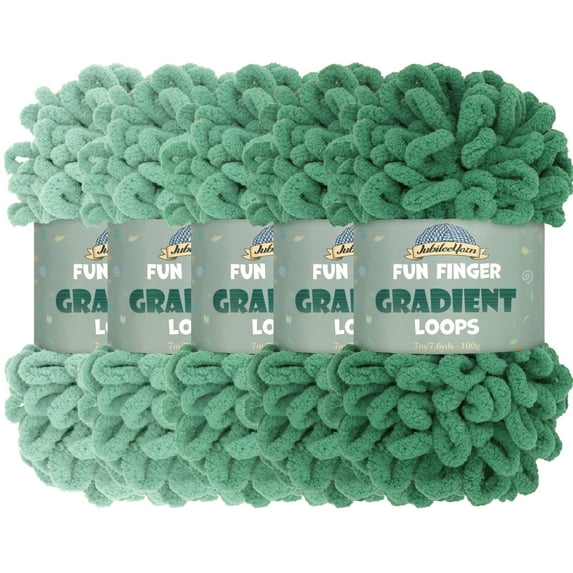 JubileeYarn Fun Finger Gradient Loops Yarn - Jumbo Polyester - 100g/Skein - Tempestas - 5 Skeins