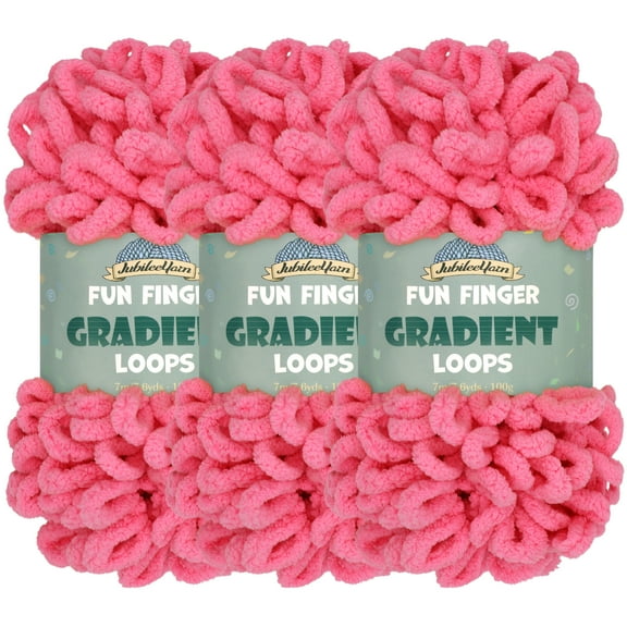 JubileeYarn Fun Finger Gradient Loops Yarn - Jumbo Polyester - 100g/Skein - Vesta - 3 Skeins