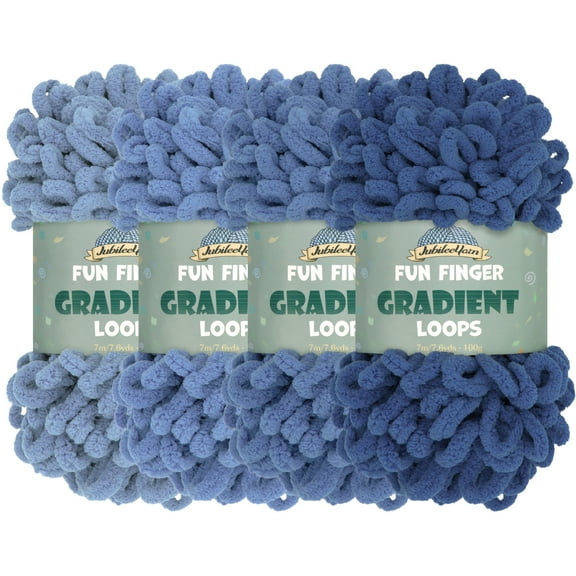 JubileeYarn Fun Finger Gradient Loops Yarn - Polyester Jumbo Loop Yarn - 100g/Skein - Nixi - 4 Skeins