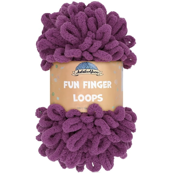 JubileeYarn Fun Finger Loops Yarn - 100g/Skein Jumbo Polyester - Berry Blast - 1 Skein