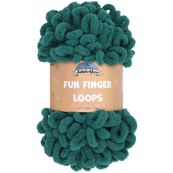 JubileeYarn Fun Finger Loops Yarn - 100g/Skein Jumbo Polyester - Jade - 1 Skein