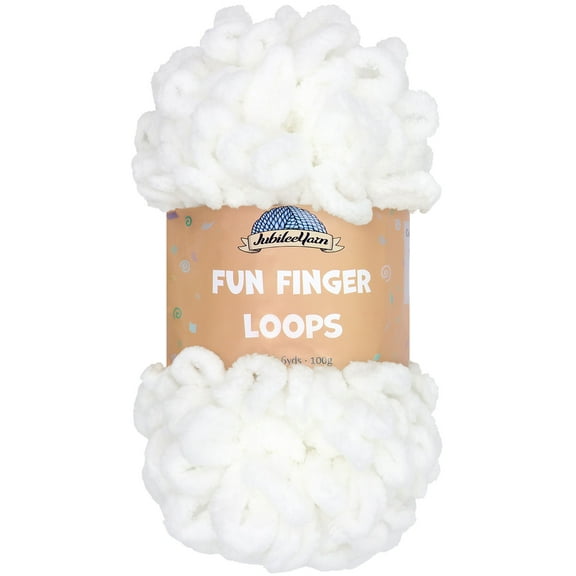 JubileeYarn Fun Finger Loops Yarn - 100g/Skein Jumbo Polyester - White - 1 Skein