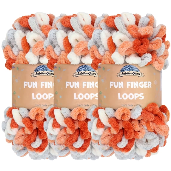 JubileeYarn Fun Finger Loops Yarn - 100g/Skein Jumbo Polyester - Ares - 3 Skeins
