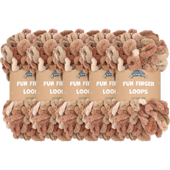 JubileeYarn Fun Finger Loops Yarn - 100g/Skein Jumbo Polyester - Asteria - 5 Skeins