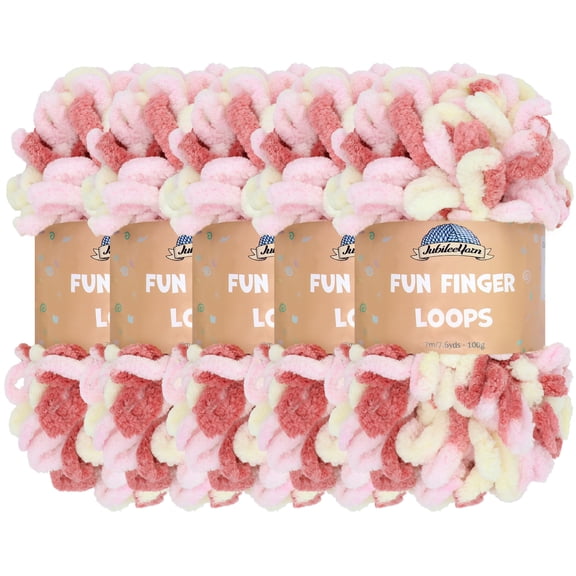 JubileeYarn Fun Finger Loops Yarn - 100g/Skein Jumbo Polyester - Athena - 5 Skeins