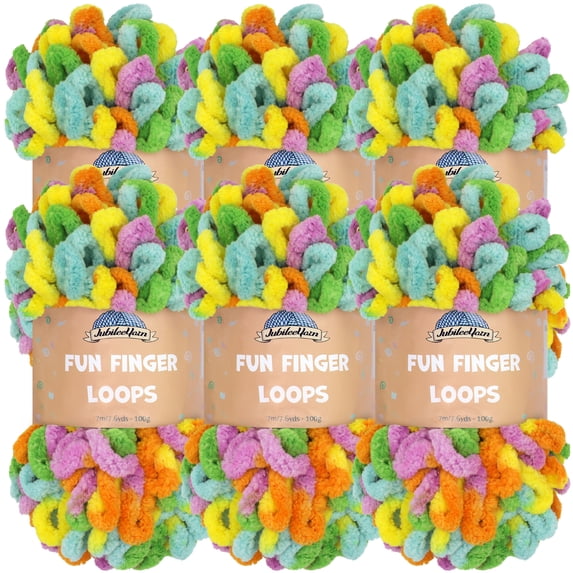 JubileeYarn Fun Finger Loops Yarn - 100g/Skein Jumbo Polyester - Aura - 6 Skeins