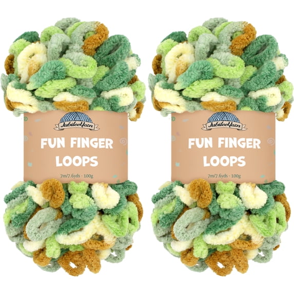 JubileeYarn Fun Finger Loops Yarn - 100g/Skein Jumbo Polyester - Auxo - 2 Skeins