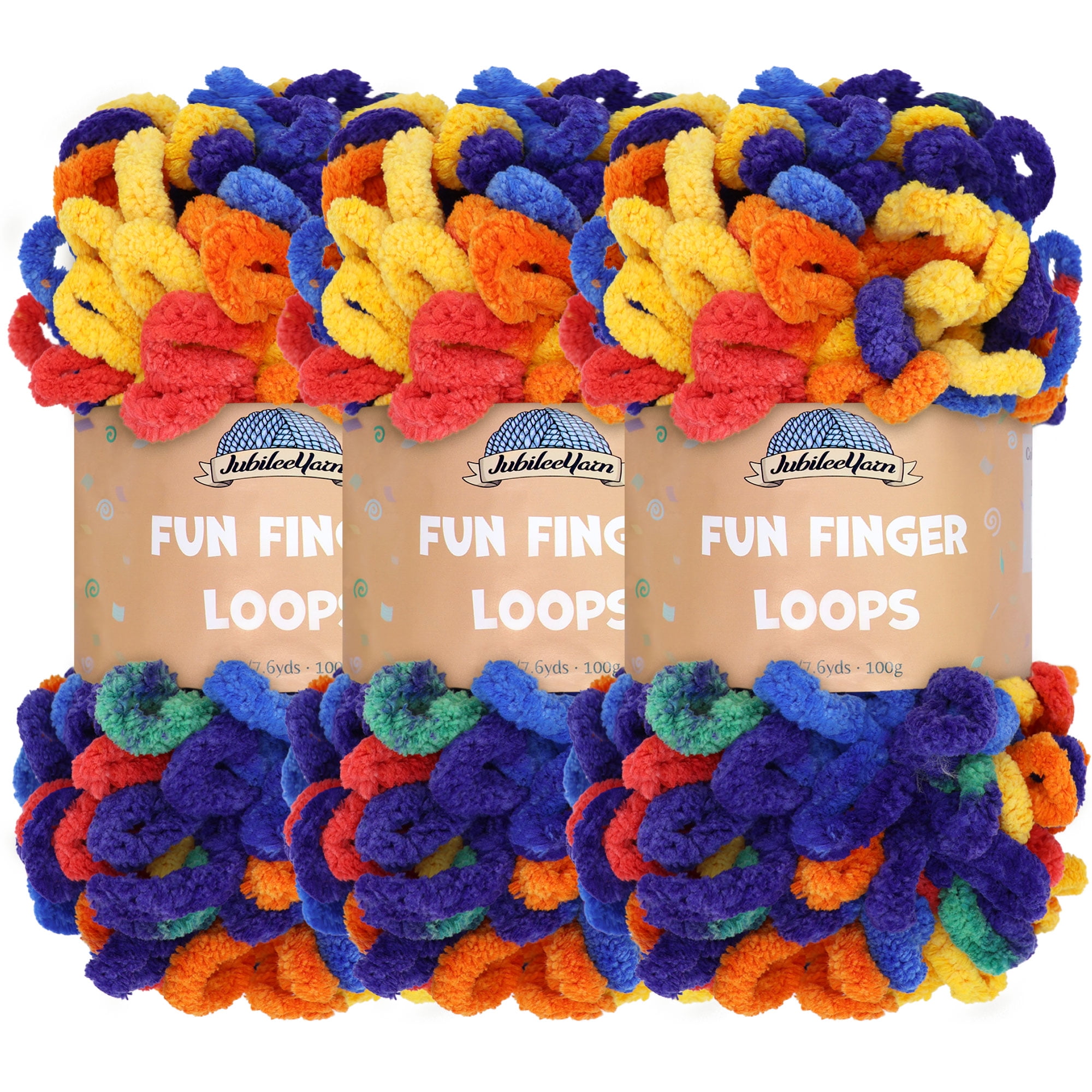 JubileeYarn Fun Finger Loops Yarn - 100g/Skein Jumbo Polyester - Circe - 3 Skeins