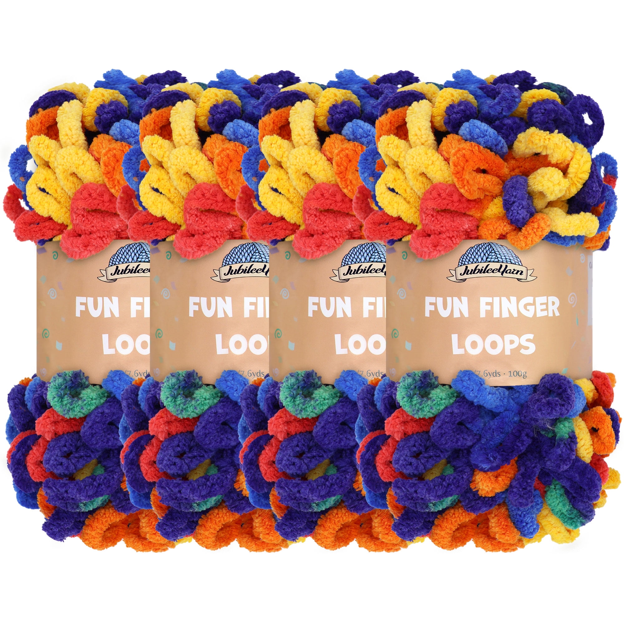 JubileeYarn Fun Finger Loops Yarn - 100g/Skein Jumbo Polyester - Circe - 4 Skeins