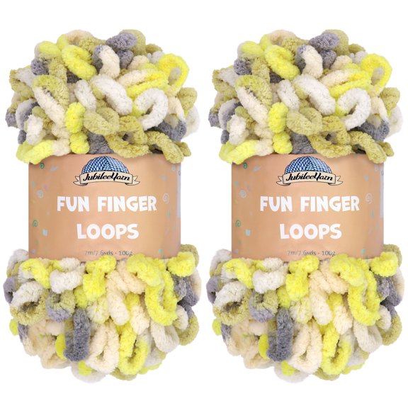 JubileeYarn Fun Finger Loops Yarn - 100g/Skein Jumbo Polyester - Hyperion - 2 skeins