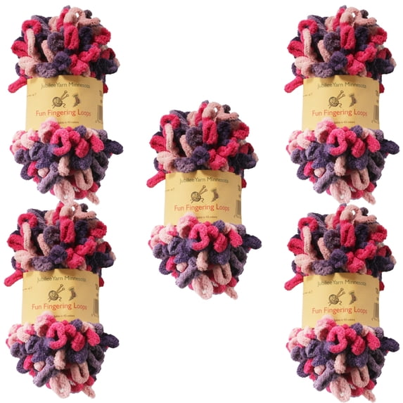JubileeYarn Fun Finger Loops Yarn - 100g/Skein Jumbo Polyester - Diony - 5 Skeins