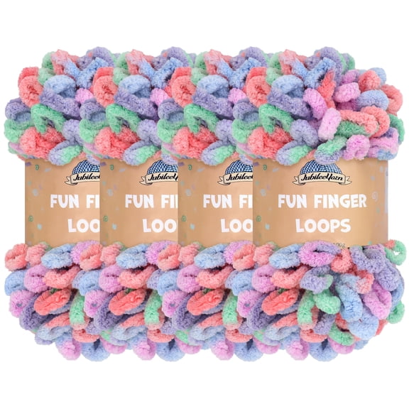 JubileeYarn Fun Finger Loops Yarn - 100g/Skein Jumbo Polyester - Eros - 4 Skeins