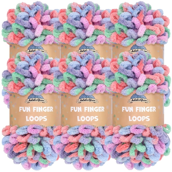 JubileeYarn Fun Finger Loops Yarn - 100g/Skein Jumbo Polyester - Eros - 6 Skeins