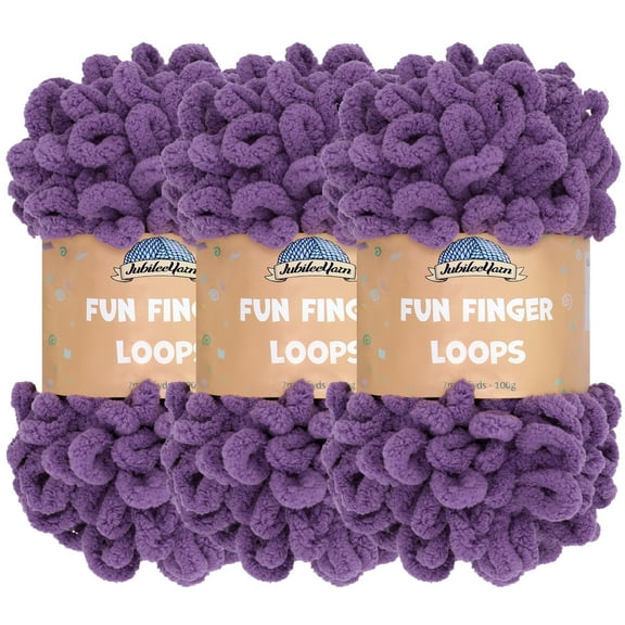 JubileeYarn Fun Finger Loops Yarn - Jumbo Polyester - 100g/Skein - Grape Compote - 3 Skeins