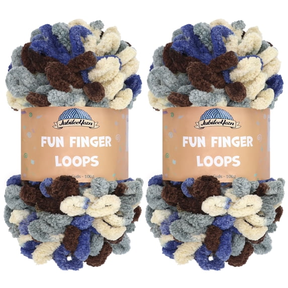 JubileeYarn Fun Finger Loops Yarn - 100g/Skein Jumbo Polyester - Hephaestus - 2 Skeins