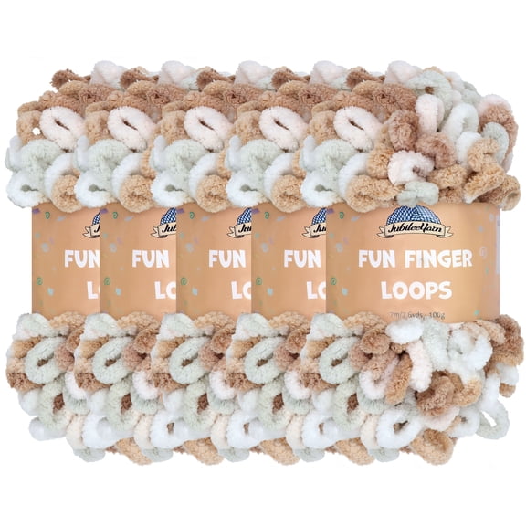 JubileeYarn Fun Finger Loops Yarn - 100g/Skein Jumbo Polyester - Hestia - 5 Skeins