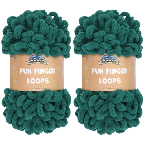 JubileeYarn Fun Finger Loops Yarn - Jumbo Polyester - 100g/Skein - Jade - 2 Skeins