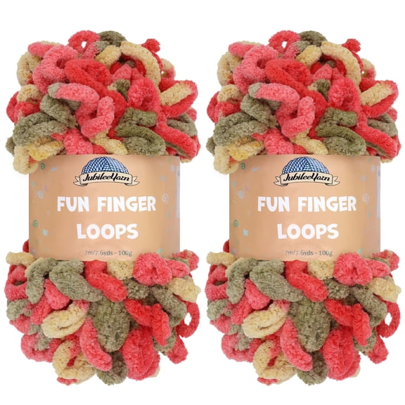 JubileeYarn Fun Finger Loops Yarn - 100g/Skein Jumbo Polyester - Janus - 2 Skeins