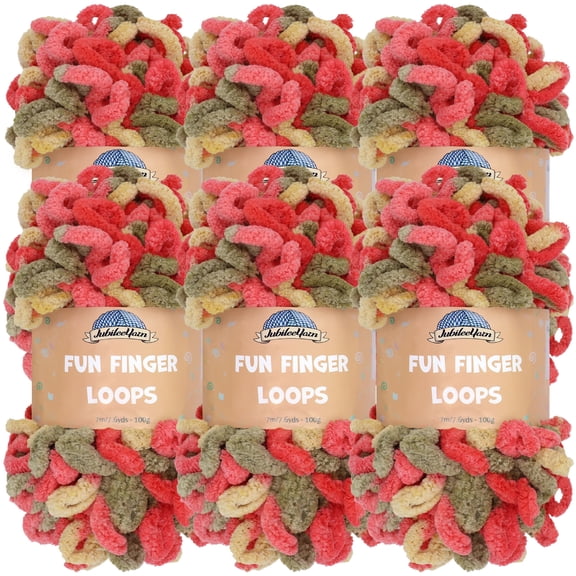 JubileeYarn Fun Finger Loops Yarn - 100g/Skein Jumbo Polyester - Janus - 6 Skeins
