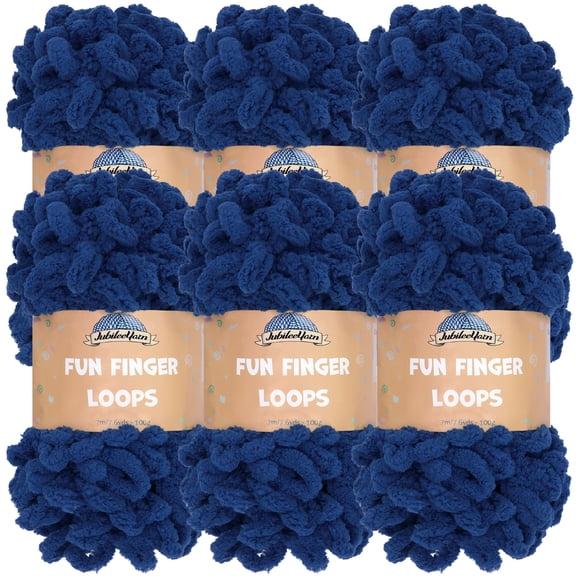 JubileeYarn Fun Finger Loops Yarn - 100g/Skein Jumbo Polyester - Navy - 6 Skeins