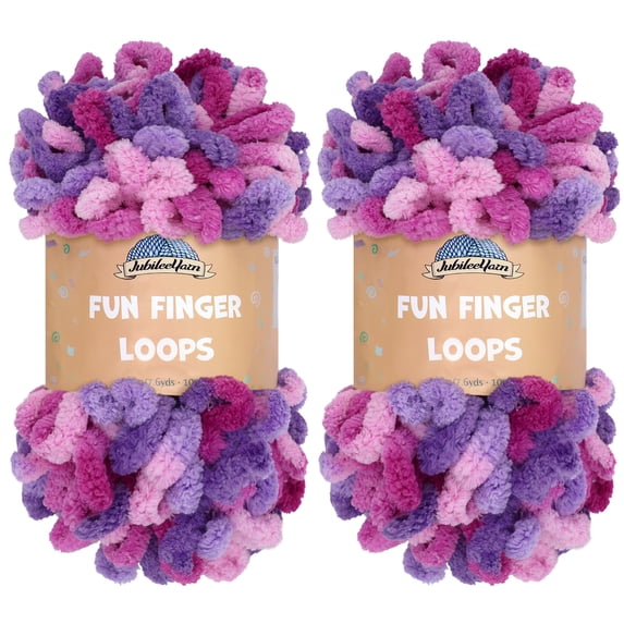 JubileeYarn Fun Finger Loops Yarn - 100g/Skein Jumbo Polyester - Nyx - 2 skeins
