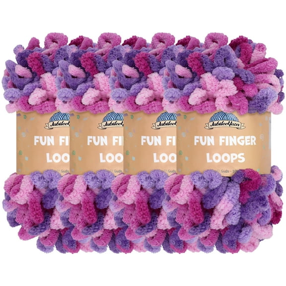 JubileeYarn Fun Finger Loops Yarn - Jumbo Polyester - 100g/Skein - Nyx - 4 Skeins