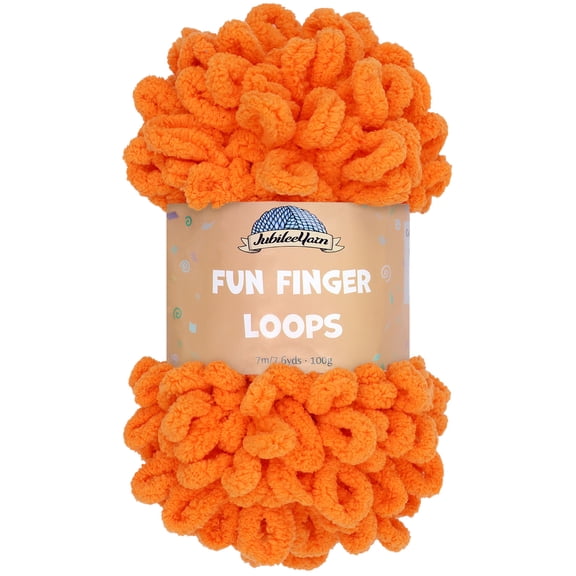 JubileeYarn Fun Finger Loops Yarn - 100g/Skein Jumbo Polyester - Orange Peel - 2 Skeins