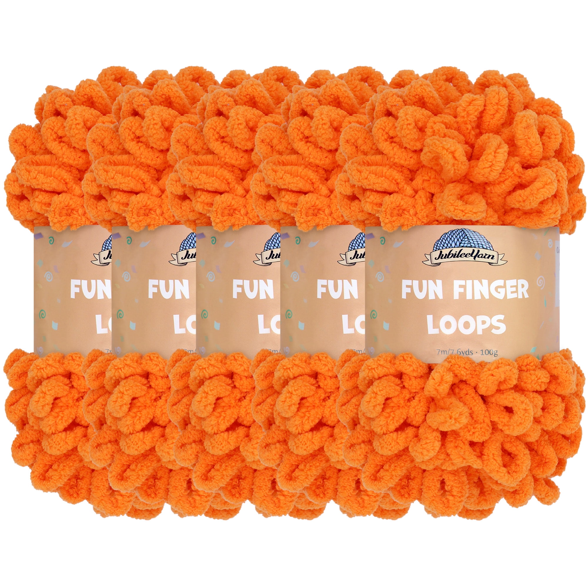 JubileeYarn Fun Finger Loops Yarn - 100g/Skein Jumbo Polyester - Orange ...