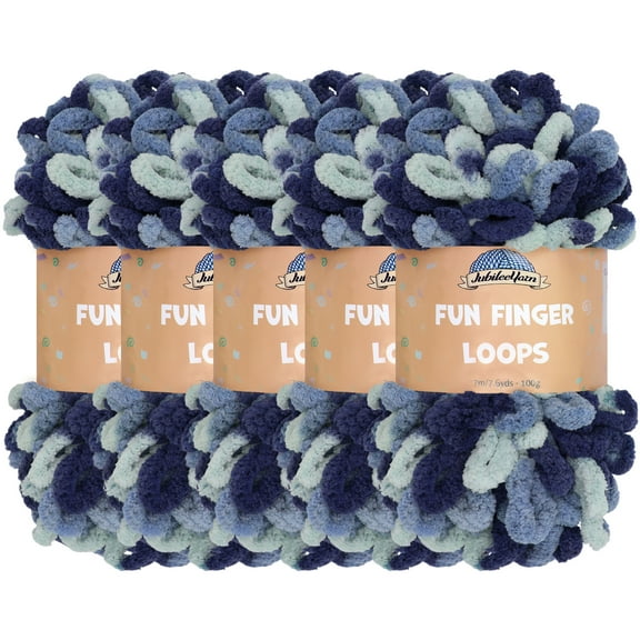 JubileeYarn Fun Finger Loops Yarn - 100g/Skein Jumbo Polyester - Pegasus - 5 Skeins