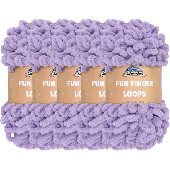 JubileeYarn Fun Finger Loops Yarn - 100g/Skein Jumbo Polyester - Purple - 5 Skeins