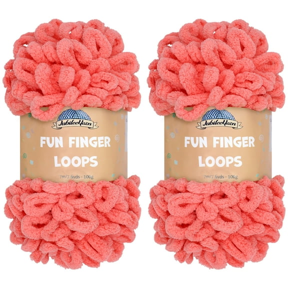 JubileeYarn Fun Finger Loops Yarn - 100g/Skein Jumbo Polyester - Sherbert - 2 Skeins