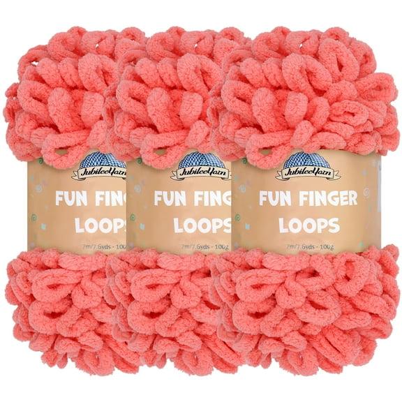 JubileeYarn Fun Finger Loops Yarn - 100g/Skein Jumbo Polyester - Sherbert - 3 Skeins
