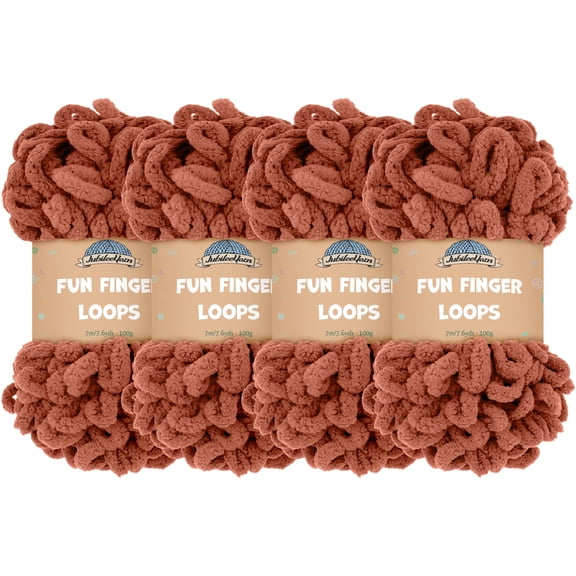 JubileeYarn Fun Finger Loops Yarn - 100g/Skein Jumbo Polyester - Umber - 4 Skeins
