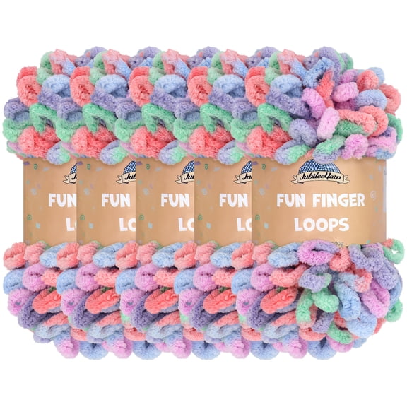 JubileeYarn Fun Finger Loops Yarn - Polyester Jumbo Loop Yarn - 100g/Skein - Eros - 5 Skeins