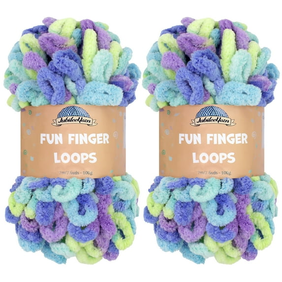 JubileeYarn Fun Finger Loops Yarn - Jumbo Polyester - 100g/Skein - Ersa - 2 Skeins