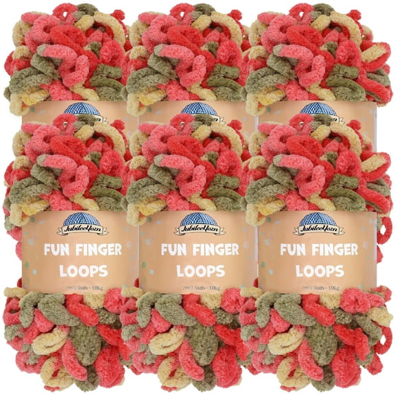 JubileeYarn Fun Finger Loops Yarn - Jumbo Polyester - 100g/Skein - Janus - 6 Skeins